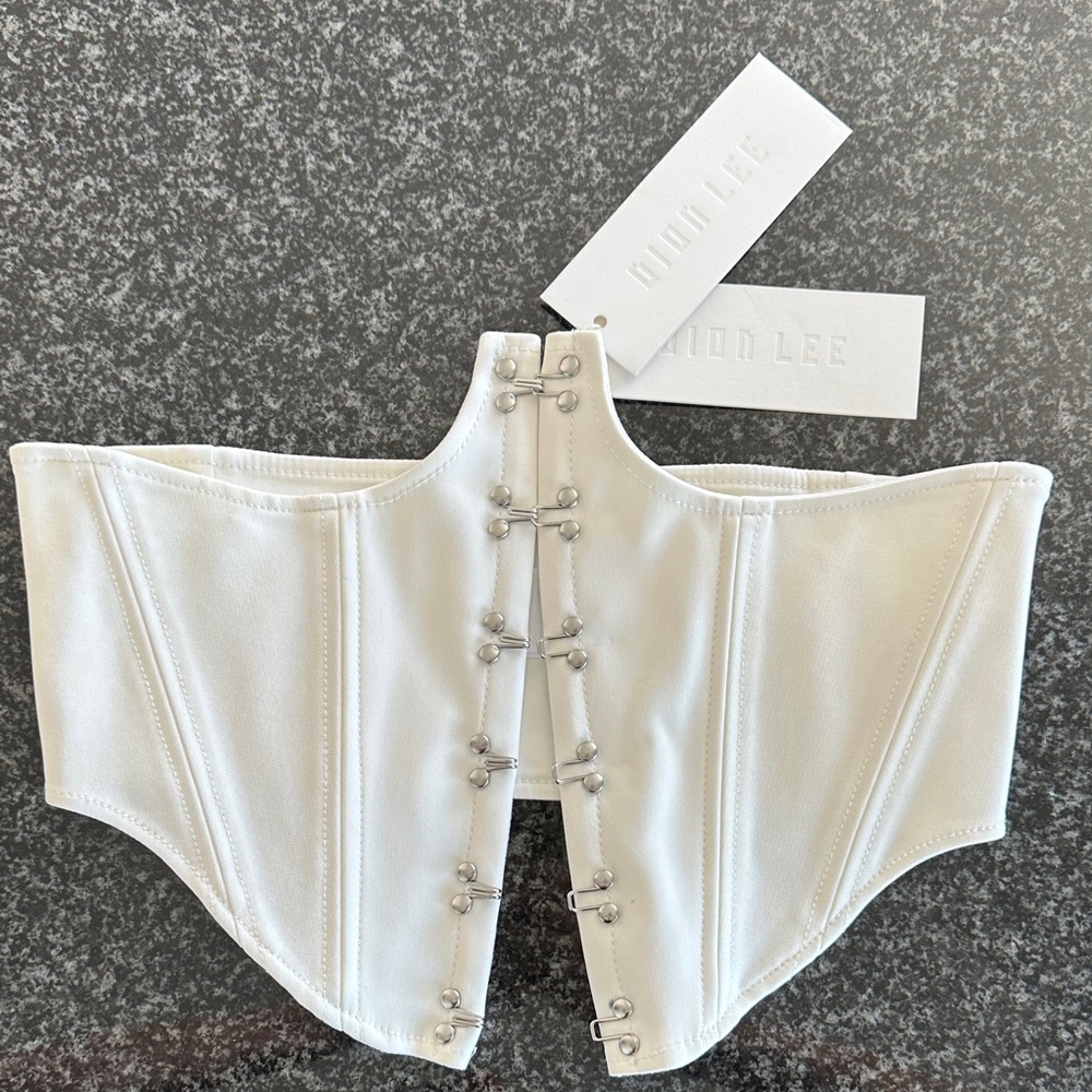 Dion Lee Bonded Cotton Under Corset in Ivory. Silver Hooks. Size Medium NWT